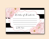 words of wisdom cards and sign, advice cards, Painted Floral Bridal Shower Games, Shabby, pink peonies, Flowers, Wedding Shower Games BS150