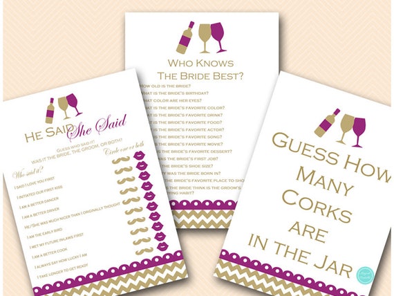 Gold & Burgundy Wine Theme Bridal Shower Game Pack, Bridal Shower Game Printables, Bachelorette, Wine Wedding Shower BS102 Il_570xn