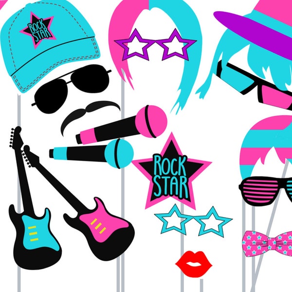 Print Yourself Rock Star Photo Booth Party Props