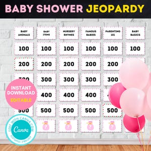 Editable Baby Shower Jeopardy Game, PDF, Baby Girl Game, Baby Shower Game for Girl, Jeopardy Game, Baby Shower Game, Instant Download,TLC796