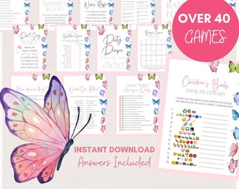 Over 40 Butterfly Baby Shower Games Bundle, Printable Butterfly Baby Shower Games, Butterfly Baby Shower Package, Instant Download, TLC737