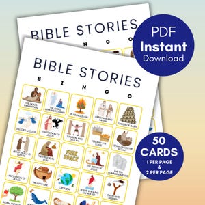 Bible Bingo, Bible Stories Bingo, Printable Bible Bingo, Bible Game for Kids, Bible Activity, Sunday School Bingo, Jesus Bingo, bs701