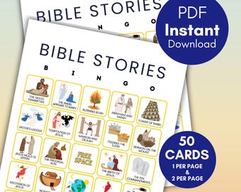 Bible Bingo, Bible Stories Bingo, Printable Bible Bingo, Bible Game for Kids, Bible Activity, Sunday School Bingo, Jesus Bingo, bs701