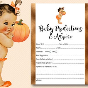 Lil Pumpkin Baby Predictions Conseils imprimables, Prédictions pour bébé, Shower de bébé citrouille, Brunette Pumpkin Baby, Fall Baby Shower, TLC678
