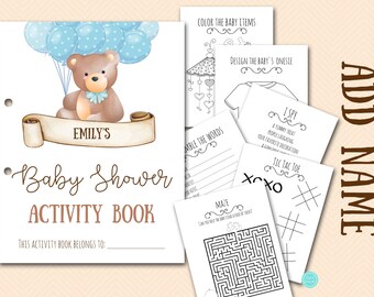 Custom Name Baby Shower Kids Activity Book Coloring, Baby Shower Coloring, Baby Shower Games for kids, Printable, Kids table, TLC662 TLC709