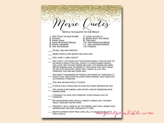 Name The Movie Quote Movie Quote Game Name That Movie Bridal Shower Printable | Etsy Name The Movie Quote Movie Quote Game Name That Movie Bridal Shower Printable | Etsy