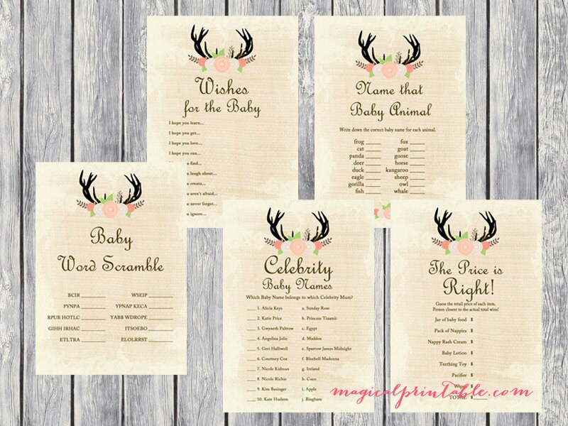 Rustic Baby Shower Games Printable Package Baby Shower Games | Etsy