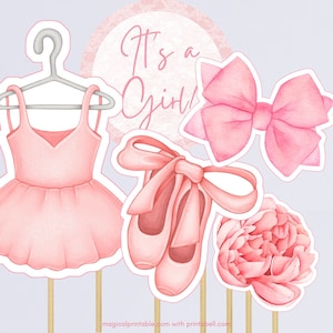 Printable Ballerina Centerpiece, Girl Baby Shower Centerpiece, Ballerina Cutouts, Tiny Dancer Baby Shower Decorations TLC726