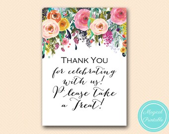 favors signage, thank you sign, Bridal, Baby, Wedding Signage, Wedding Sign Printable, Romantic Floral Bridal Shower BS138 SN34 TLC140 BP138