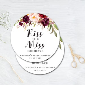 Tagi Kiss the Miss Goodbye, Tagi Bridal Shower, Tagi z podziękowaniami, Tagi z podziękowaniami na wieczór panieński w stylu boho w kolorze burgundzkim, Upominki na baby shower, BS649 TLC649