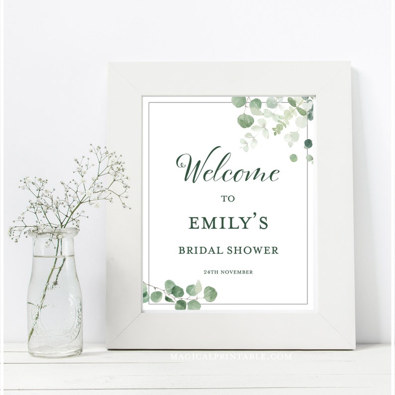 CUSTOM Sign, Countdown to Wedding Sign, Days until Wedding, Greenery Wedding, Eucalyptus Wedding, Eucalyptus Bridal Shower, BS699 TLC699 image 1