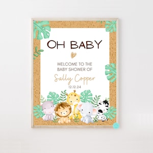 Safari Willkommen Schild, Safari Baby Shower Willkommen, Oh Baby Schild, Baby Shower Willkommen Schild, Woodland Party Schild, Woodland Baby Shower TLC719