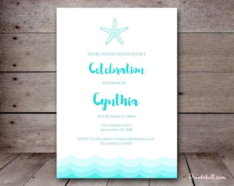 DIY Nautical Beach Custom Invitation, Baby Shower Invitation, Bridal Shower, Birthday Party Invitations, printabell bs28  tlc09