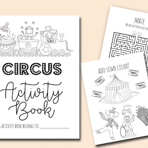 Circus Coloring and Activities book Pages, Instant Download File, Kids Fun Book, Circus Birthday Party Gift, Carnival Coloring Book BP669f