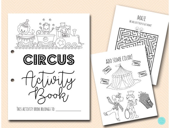 Circus Coloring and Activities book Pages, Instant Download File, Kids Fun Book, Circus Birthday Party Gift, Carnival Coloring Book BP669f Il_570xn