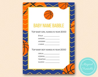 Basketball Baby name babble, baby name game, Baby Shower Game Download, Printable Baby Shower Game, Baby name  TLC97