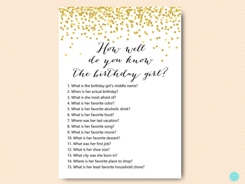 Virtual Birthday Party Games Who Knows the Birthday Girl Etsy