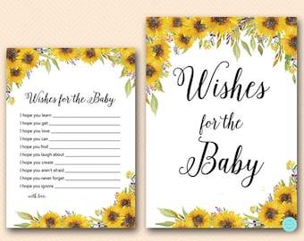 Sunflower Wishes for Baby Cards, Wishes for Baby, Wishes for Baby Printable, Wishes for Baby, Baby Shower Activities, Game Printable TLC537