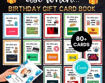 Editable Birthday Gift Card Pages, PDF, Unique Birthday Gift Cards, Gift Card Holder, Gift for Student Birthday BP844