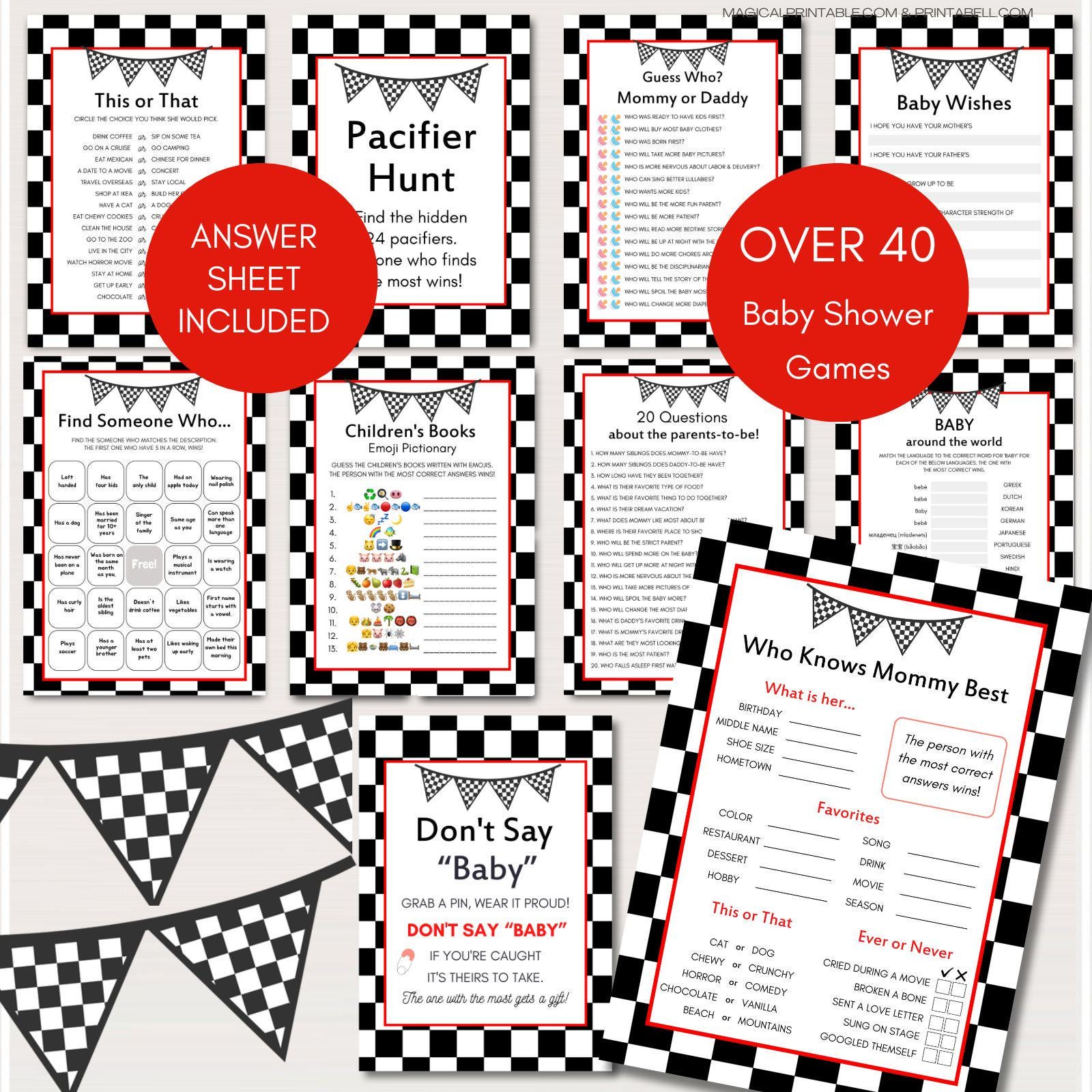 Instant Download, Racing Baby Shower Games, Car Baby Shower Games, Baby Shower Activities, Race Car Baby Shower, PDF Files, TLC113