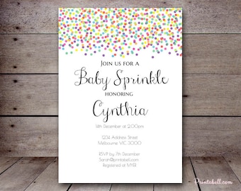 DIY Sprinkle and Confetti Custom Invitation, Baby Shower Invitation, Bridal Shower, Birthday Party Invitations, printabell tlc108