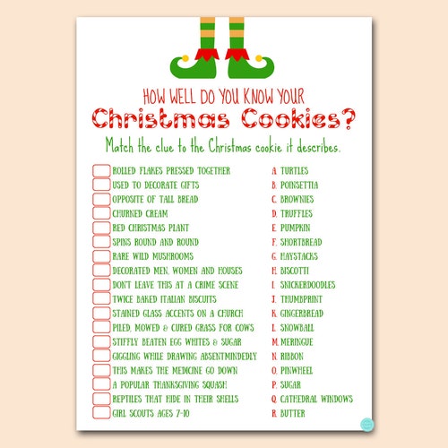 INSTANT DOWNLOAD Printable Christmas Cookie Quiz Game / Class - Etsy