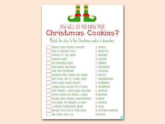 Christmas Cookie Game, Xmas Cookie Game, Christmas Family Game, Christmas Party Game, Holiday Party Printable Game, Instant Download TLC659 Il_570xn