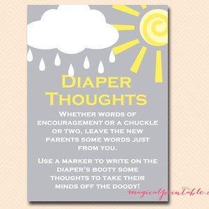 Diaper thoughts, late night diapers, words for wee hours, You are my sunshine Baby Shower Games Printable, Gender Neutral baby, TLC112