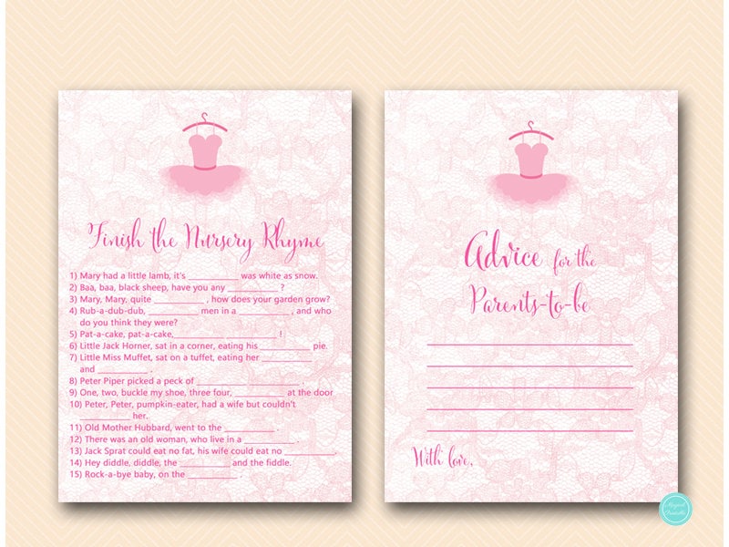 Ballerina Baby Shower Games Package Instant Download Baby - Etsy