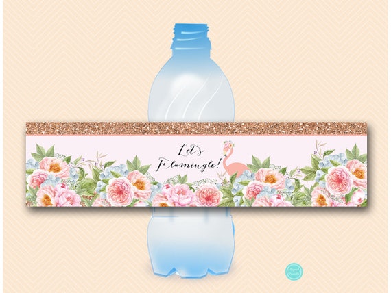 Pink Flamingo Bottle Wrappers, Flamingo Party Water Bottles, Flamingo Party Decorations, Flamingo labels, Flamingo Bridal Shower, BS130 Il_570xn