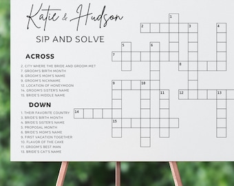 Custom Crossword Puzzle, Wedding Crossword, Birthday Crossword Puzzle, Giant Crossword TLC727 B