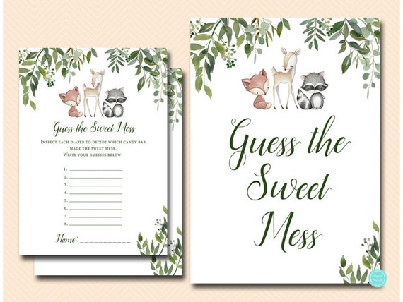 Guess the baby food game, baby food flavor game, Baby Food Game, Baby Food Game ,greenery woodland, woodland animals, TLC653 Il_570xn