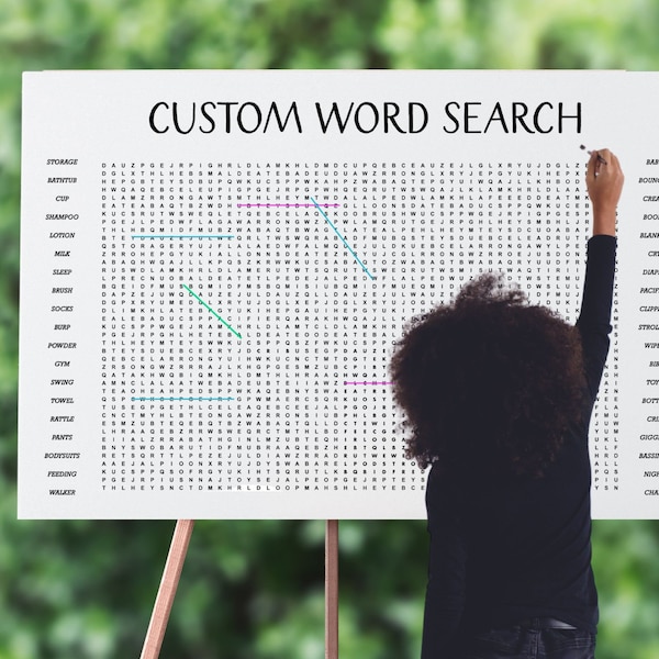 Custom Word Search, Printable Wedding Word Search, PDF Digital File, Baby Shower Word Search, Large word Search, Giant Word Search TLC727 B