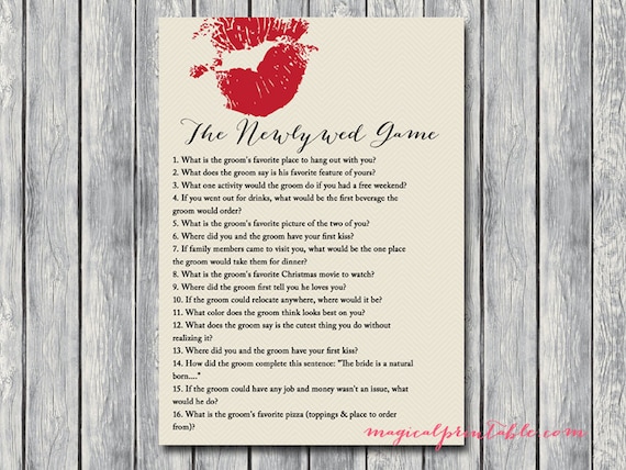 Newlywed Game Bridal Shower Game Printables Bachelorette | Etsy