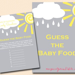 Guess the baby food, baby food flavor game, You are my sunshine Baby Shower Games Printable, Gender Neutral baby, TLC112
