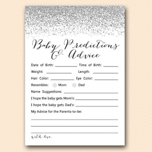 Prédictions et conseils pour bébé imprimables, Prédictions pour bébé, Prédictions pour bébé, Jeux de baby shower, Activités de baby shower TLC105