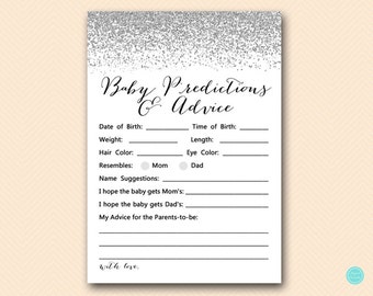 Baby Predictions and Advice Printable, Predictions for Baby, Baby Predictions, Baby Shower Games, Baby Shower Activities TLC105