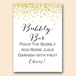 Gold Bubbly Bar Sign, Printable Bubbly Sign, Mimosa Bar Printable, Bubbly Bar Sign, Mimosa, Mimosa Bar, Bridal Shower Decoration Signs bs46