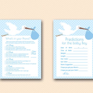 Blue Stork Baby Shower Game Pack, Stork Baby Shower Game Printables, Instant Download, Blue Stork Baby Shower Game Printable TLC458B image 4