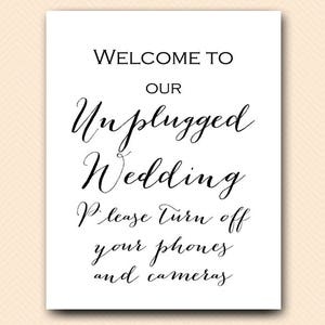 Unplugged Wedding sign Printable Unplugged wedding sign | Etsy