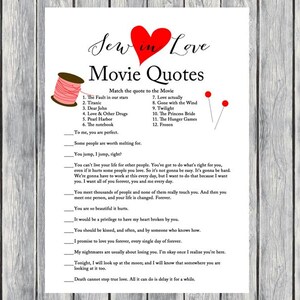 Movie Quote Game Movie Quiz Famous Love Quote Game Sew in - Etsy