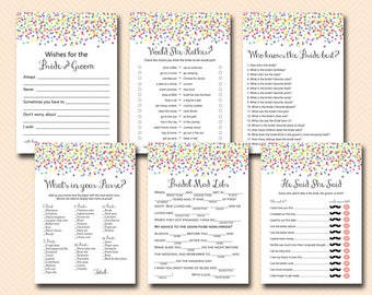Sprinkled with Love Confetti Bridal Shower Games, Confetti Bridal Shower Games, printable bridal shower games, he said she said, bs447