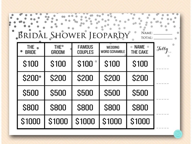 Silver Confetti Jeopardy Bridal Shower Who Knows The Bride Agrandir