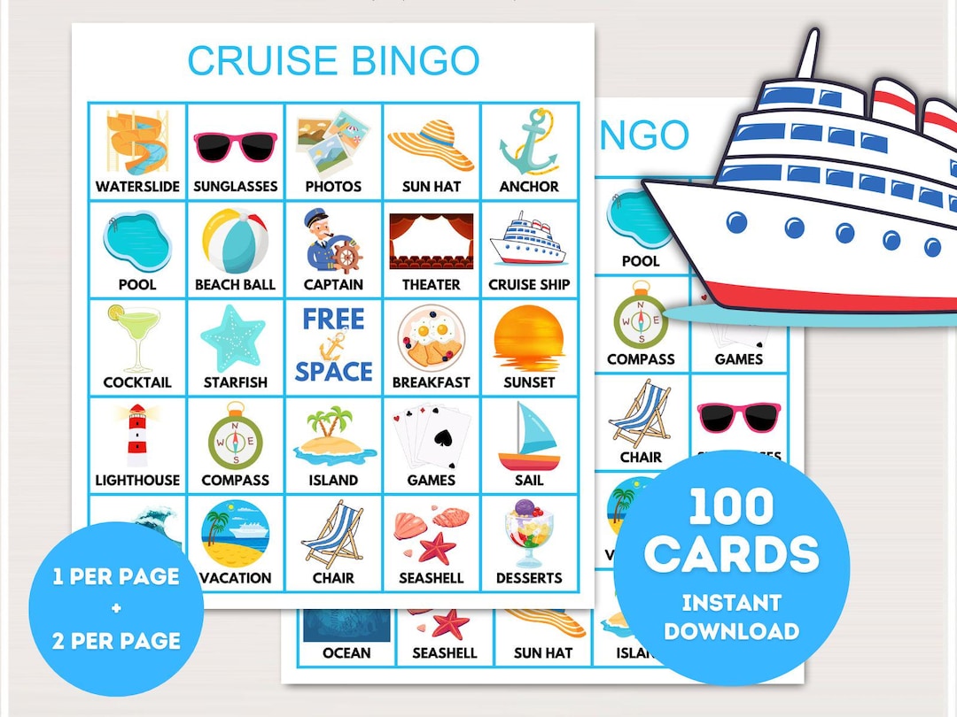 Cruise Bingo Cards Printable Cruise Party Bingo Cruise Ship Bingo