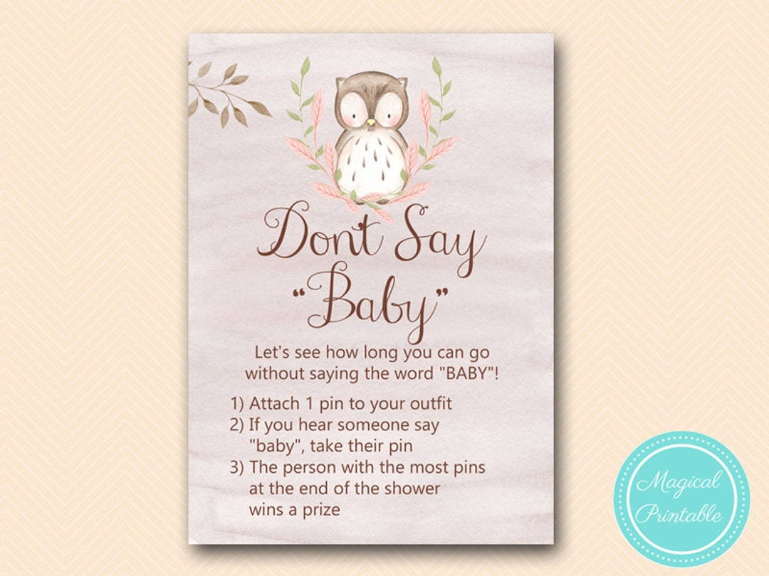Don't Say Baby, Clothespin Game Printable,owl Baby Shower Game