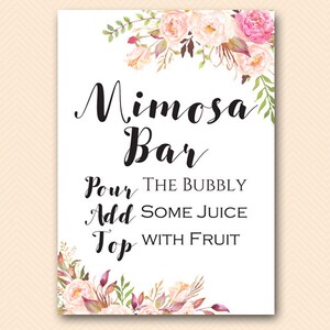 Boho Floral Mimosa Bar Sign, Mimosa Bar Printable, Bubbly Bar Sign, Mimosa Sign, Mimosa Bar, Bridal Shower Decoration Signs BS546 TLc546