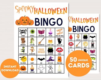 Halloween Bingo Cards, Printable Halloween bingo, Kids Halloween Party Activity, Halloween, Halloween Game, Halloween themed bingo bs701 JK