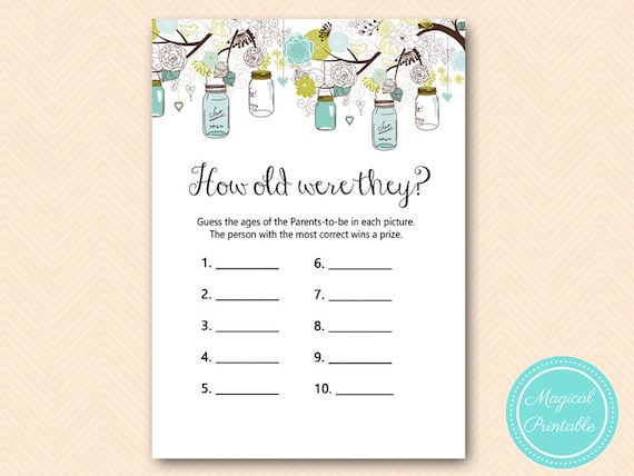 How old were the Parents To Be, Guess the age of mom and daddy, photo picture game, Coed Baby Shower Game, Baby Shower Game Printable TLC146 Il_570xn