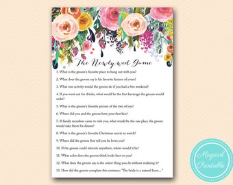 the newlywed game, how well do you know, Watercolor Floral Bridal Shower Games, garden bridal shower printable Games BS138