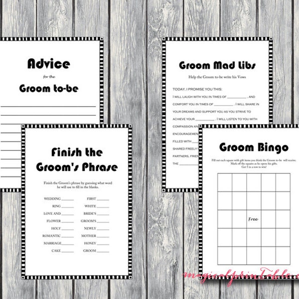 Black and White, Modern Groom Shower Game, Groom Roast, Man Shower Game, Bachelor Game, Wedding Shower Game Package BS04 MNS